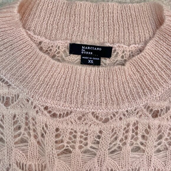 Marciano for Guess Pink Open Knit Sweater with Metallic Thread – Size XS - Picture 2 of 3